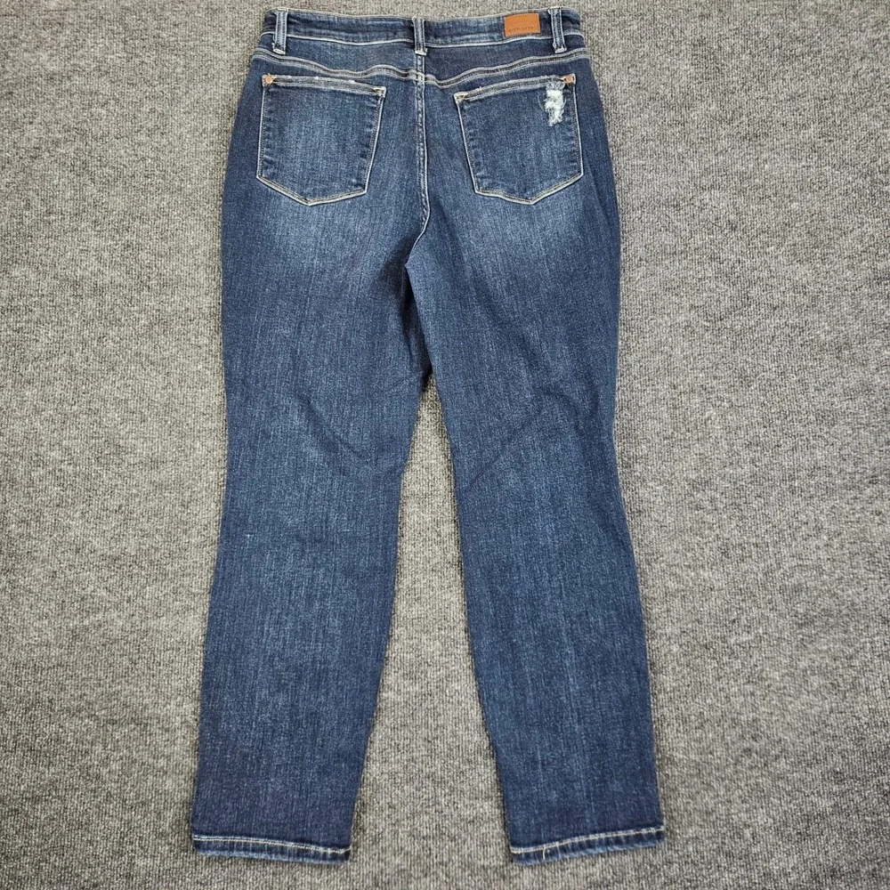 Judy Blue Boyfriend Fit Jeans Womens 11/ 30 High Rise Distressed Dark Wash Denim